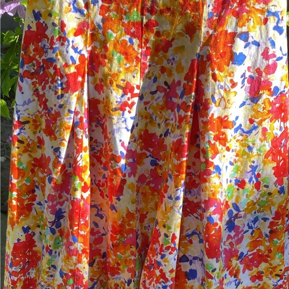 Floral Multicolor|Size 10|Midi|Fit&Flare|V-Neck|Sleeveless |Invisible zipper - Picture 4 of 8